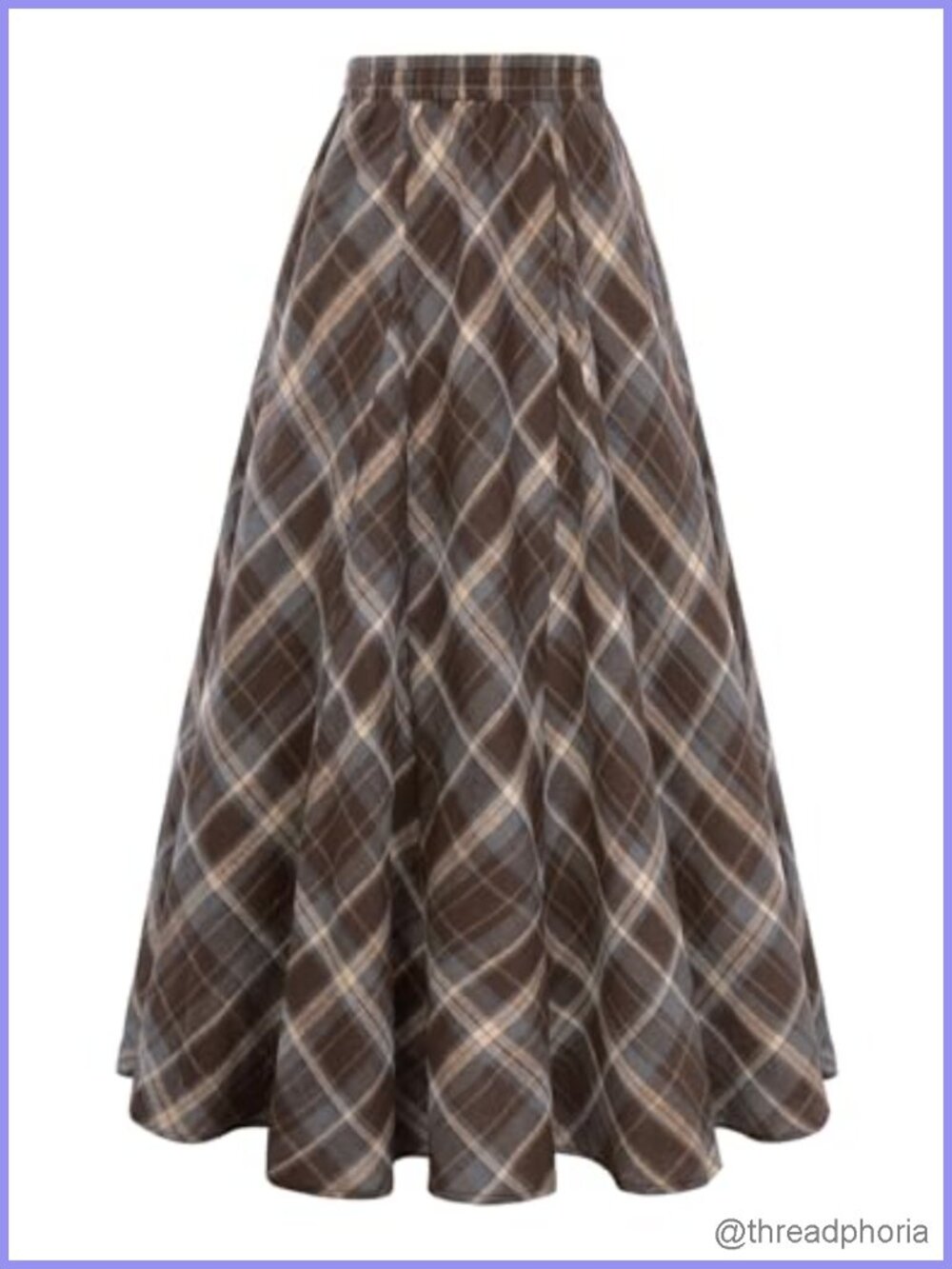 High Waist A-Line Maxi Plaid Skirt with Pockets